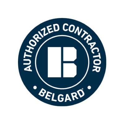 Belgard Authorized Contractor logo, blue circle design.